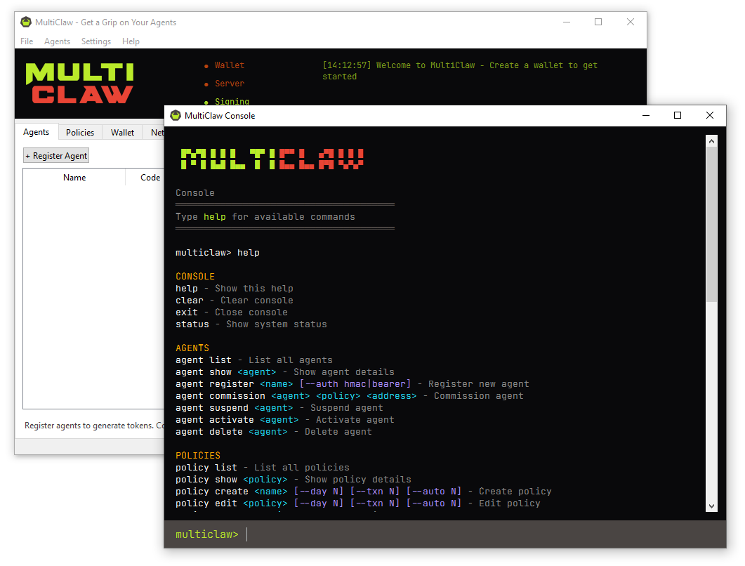 MultiClaw built-in console