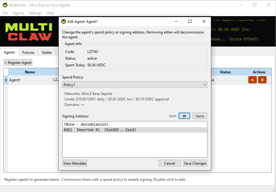 Agent setup in MultiClaw